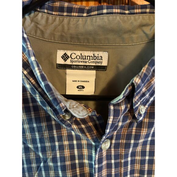 Columbia men’s blue checkered long sleeve button down shirt size XL - Picture 2 of 3